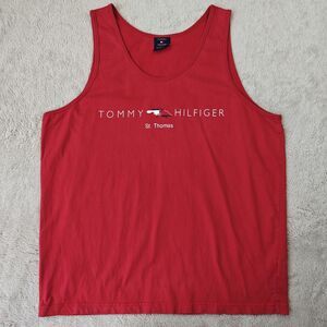 Tommy Hilfiger Tank Top Men's XL Red St. Thomas Virgin Islands Beach Gym FLAW